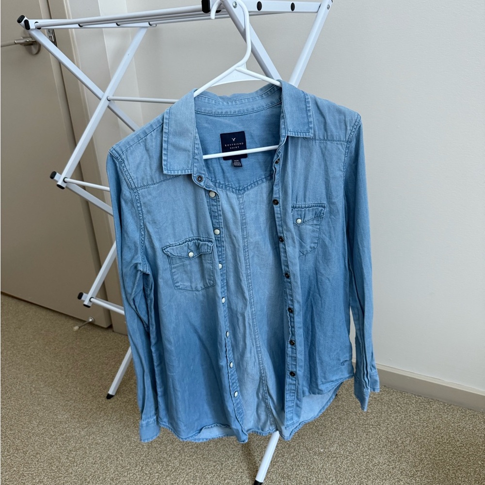 American Eagle Light Blue Denim Shirt